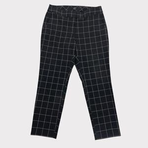 LOFT Julie Dark Grey & Pink Grid Check Plaid Trousers